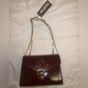 Wine red alligator texture purse